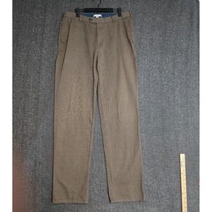 Peter Millar Mens Pants Sz 36 34x34  Brown Birdseye Weave Cotton Trousers Slacks